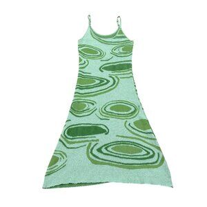 Vintage Y2K Green Cutout Knit Slip Dress
